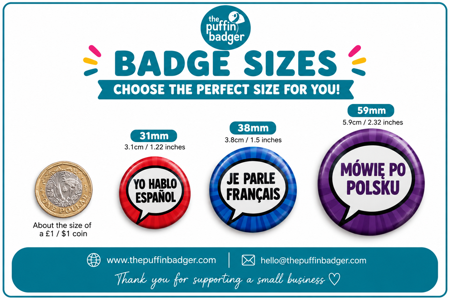 Language Badge Sets (I Speak)- Pack of 3 or 5